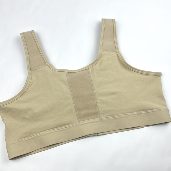 Sports Bra. Zip Front. White. Worn once. 
LG Tan-Beige. Measurements in photos. - Picture 2 of 6